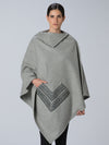 Galvan Poncho With Leather Fretwork