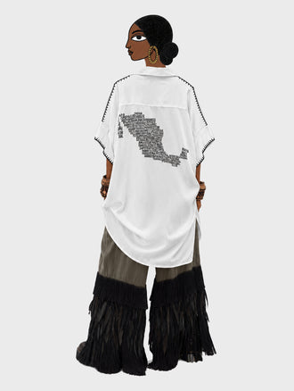 Black Embroidered Republic Shell Shirt