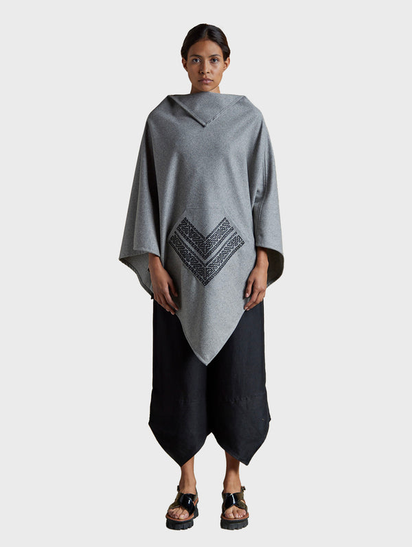 Galvan Poncho With Leather Fretwork