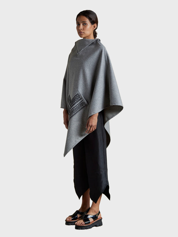 Galvan Poncho With Leather Fretwork