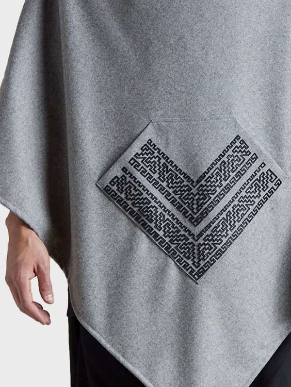 Galvan Poncho With Leather Fretwork