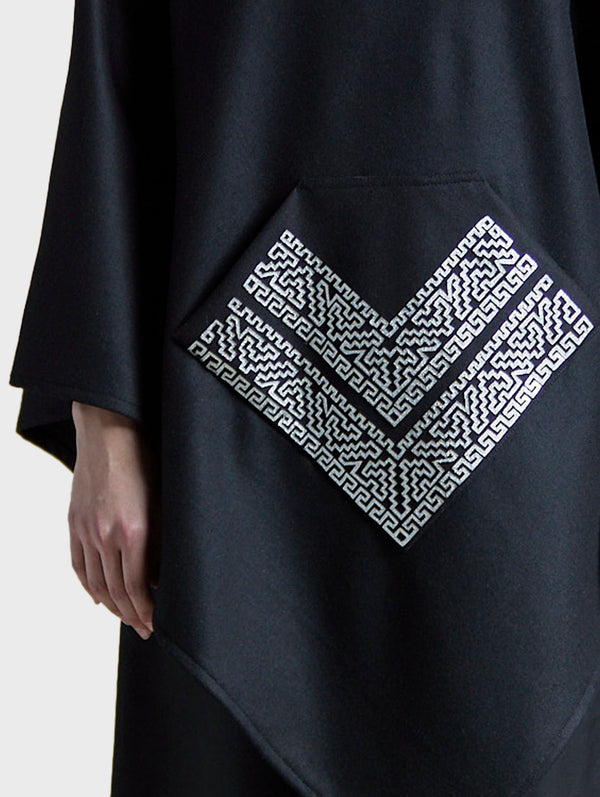 Galvan Poncho With Leather Fretwork