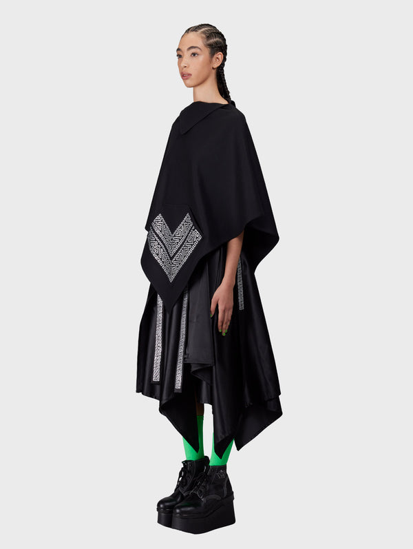 Luna Poncho With Leather Fretwork