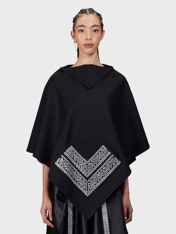 Luna Poncho With Leather Fretwork