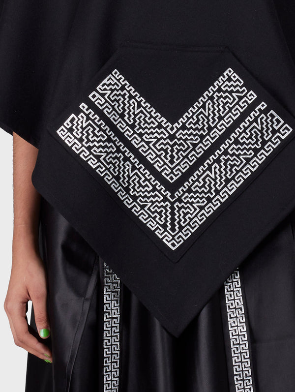 Luna Poncho With Leather Fretwork